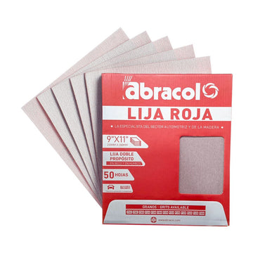 Lija en seco roja 9" x 11" doble propósito en seco y en húmedo - Abracol